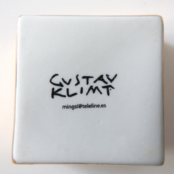 Gustav Klimt Tree of Life Porcelain Trinket Jewelry Box Pillbox Gold Gilt Spain - Picture 7 of 7